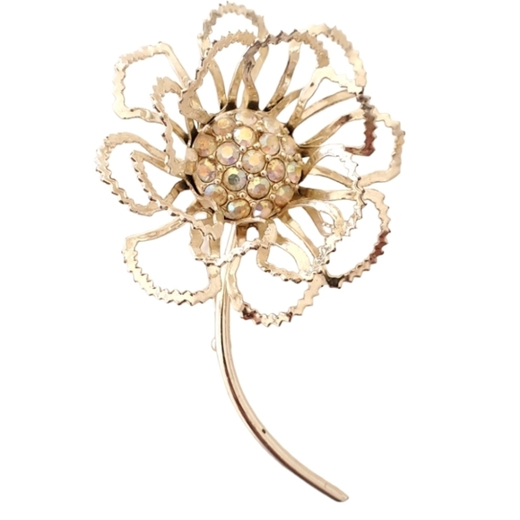 Vintage Sarah Coventry Allusion Flower Aurora Borealis Brooch Pin - Picture 1 of 5